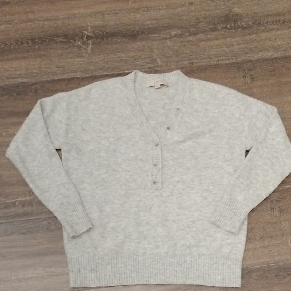 LOFT Light Gray V-Neck Sweater